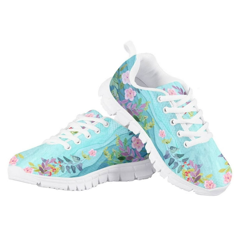Pzuqiu Cherry Blossom Kids Girls Tennis Teal Shoes Size 11 Lace Up