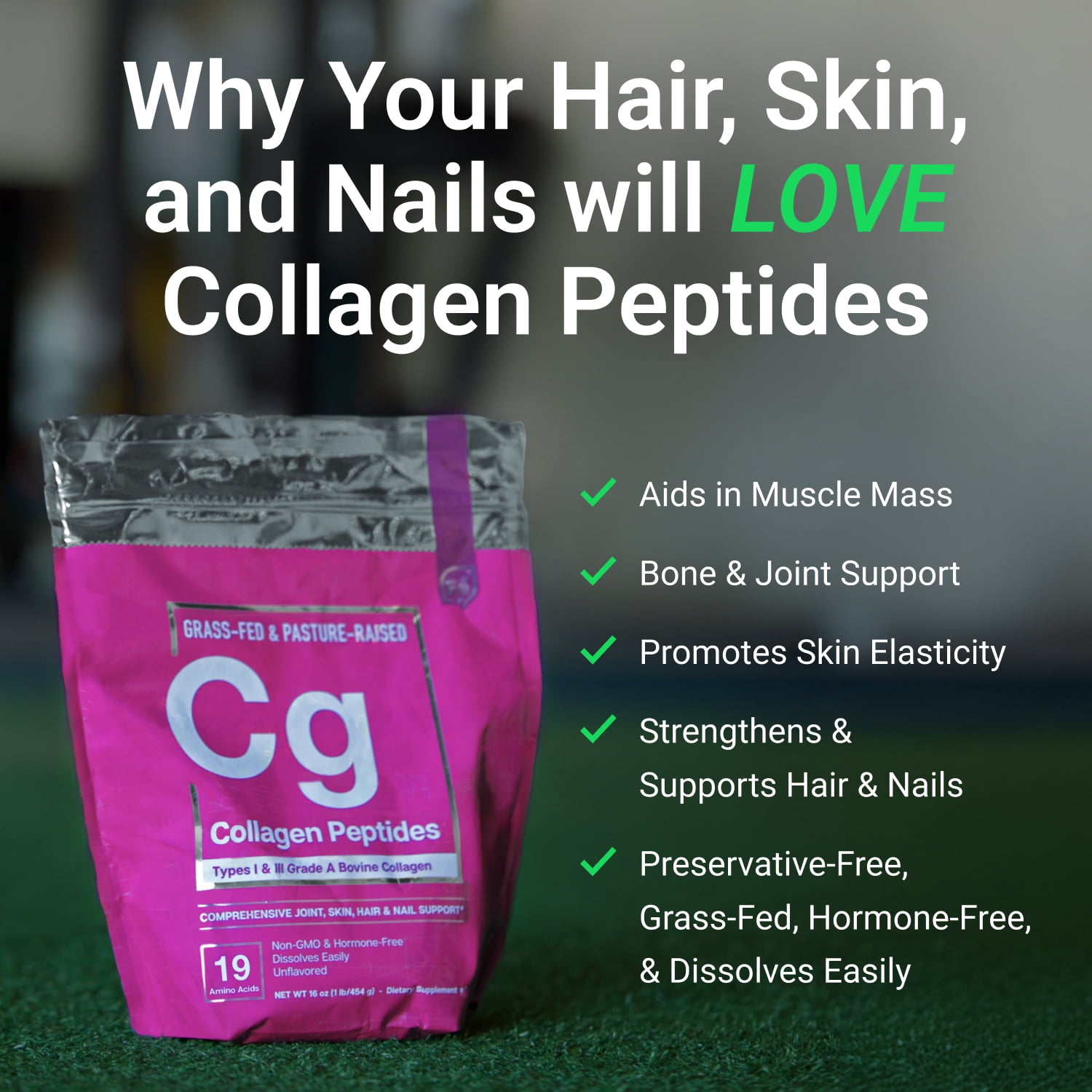 Essential Elements Hydrolyzed Collagen Peptides Powder - Supplement for Joint, Skin, Hair, & Nail Support Types I III Non-GMO, Hormone-Free, Grass-Fed 30 Servings