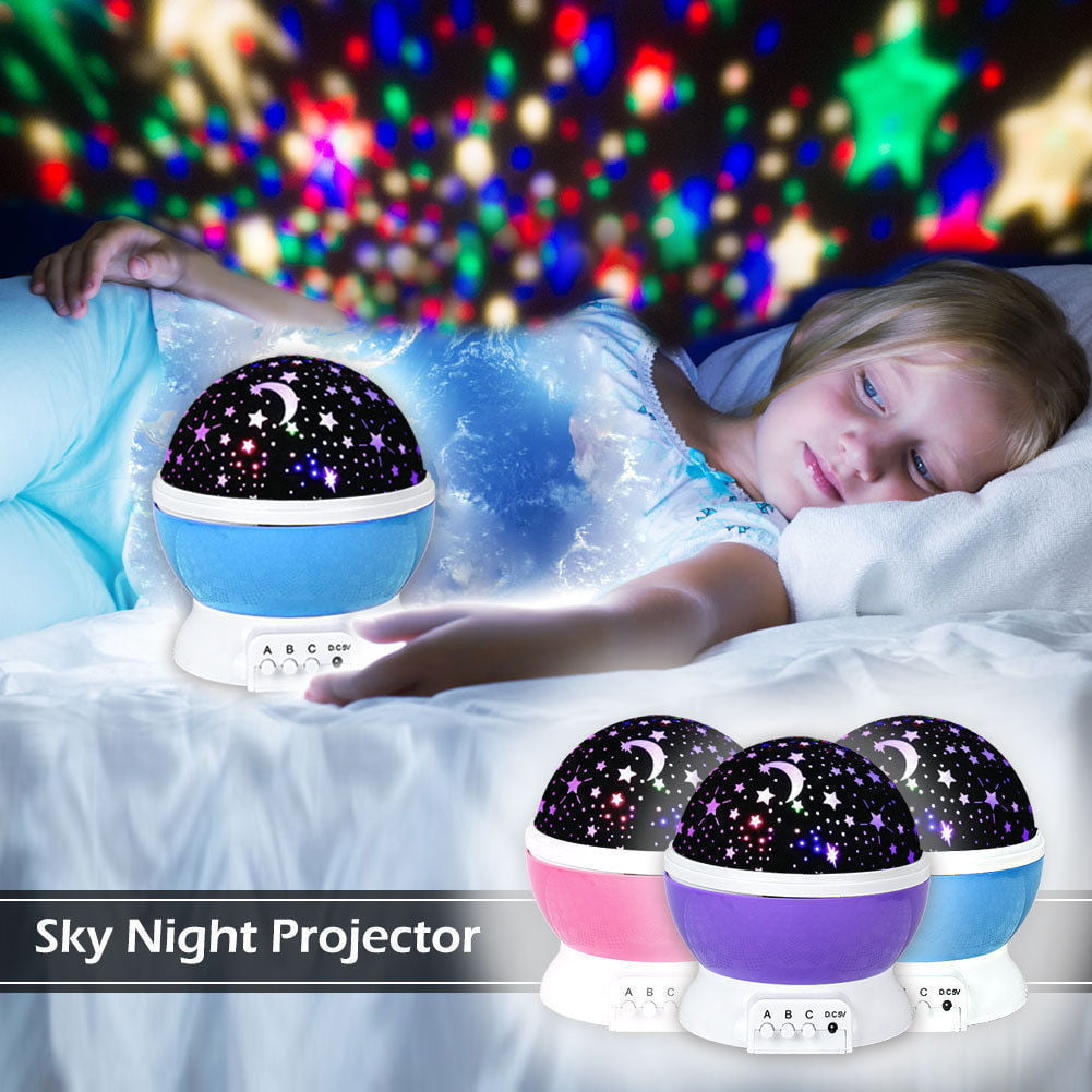 LED Projector Lamp Moon Sky Starry Star Night Light Baby Kids Bedroom Child 