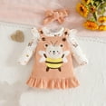 thumbnail image 4 of Baby Girl Clothes Cute Outfits Long Sleeve Romper Overall Skirt Dress Headband 3PCS Newborn Outfit Yellow 3-6 Months, 4 of 7