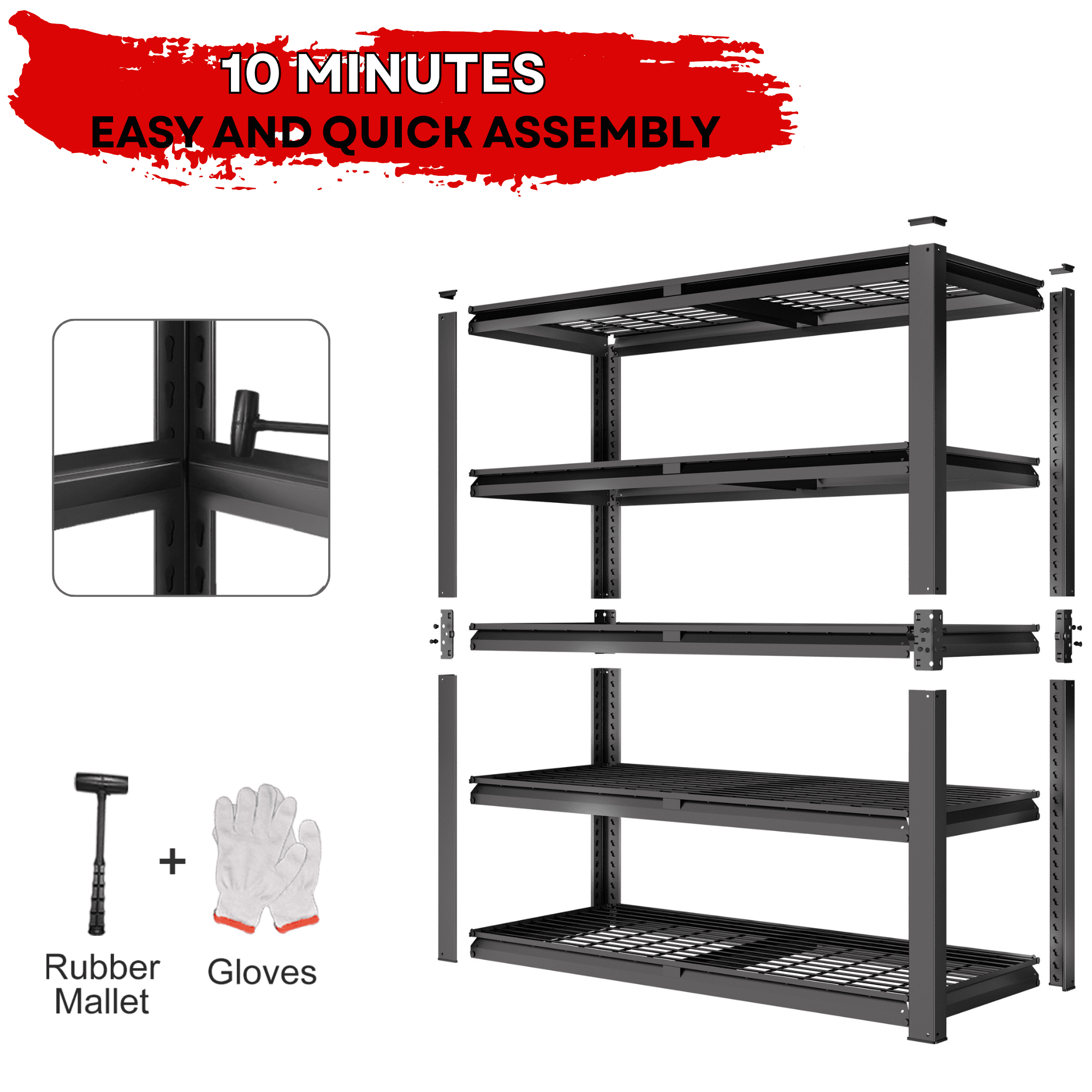 Prilinex 40"W x 20"D x 60"H Garage Shelving Unit 2200LBS Metal Storage Shelves 4 Tier Heavy Duty Storage Rack for Warehouse Pantry Kitchen, 4 Pack