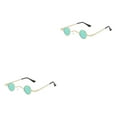 thumbnail image 1 of Decodeary Lunettes de Soleil Rétro Vintage en Méthacrylate de Polyméthyle et PC à la Mode, Bons Cadeaux, Grand Application, Cadre Doré, Vert, 2Ensemble, 1 of 6