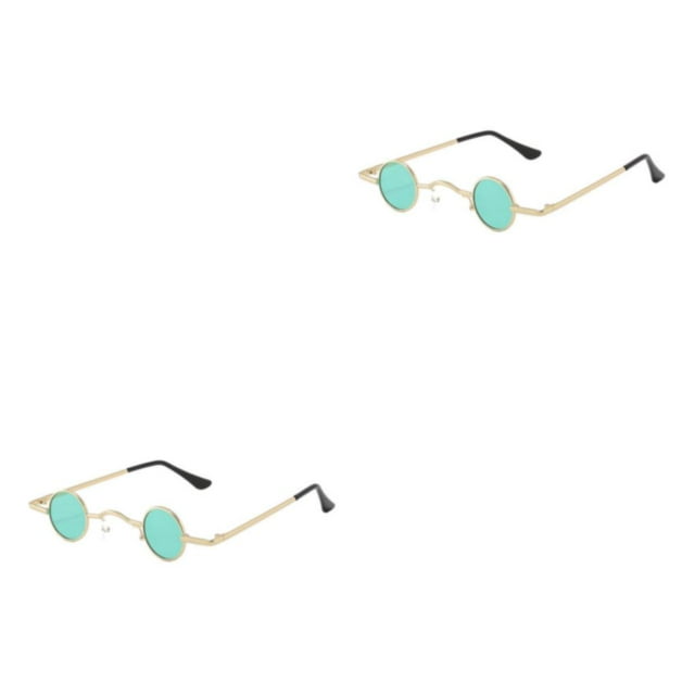 Decodeary Lunettes de Soleil Rétro Vintage en Méthacrylate de Polyméthyle et PC à la Mode, Bons Cadeaux, Grand Application, Cadre Doré, Vert, 2Ensemble