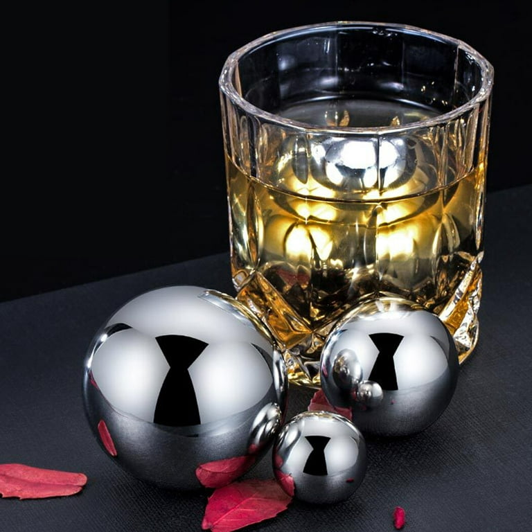 Whiskey Balls Reusable Stainless Steel Metal Ice Balls Cubes Beverage  Chilling