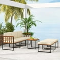 thumbnail image 4 of Costway 6 PCS Acacia Wood Patio Furniture Set Outdoor Sectional Conversation Sofa Set Beige, 4 of 9