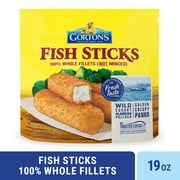 Gorton’s Crunchy Breaded Fish Sticks Cut from 100% Whole Fish Fillets (Not Minced), Wild Caught Alaskan Pollock with Crunchy Panko Breadcrumbs, Frozen, 20 Count, 19 Ounce Resealable Package