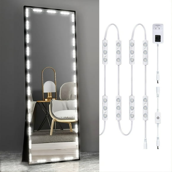 Hollywood Glam LED Vanity Lights Kit, 10ft Dimmable Vanity Mirror Lights, Full Body Mirror & Bathroom Mirror Lighting, Plug In Floor