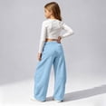 thumbnail image 3 of Kiijoy Girls Baggy Sweatpants Solid Elastic Waist Drawstring Pants, Blue, Sizes 5-13, 3 of 4