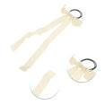 thumbnail image 3 of Unique Bargains 1 Pc Solid Bow Long Ribbon Hair Elastic Band Beige, 3 of 5