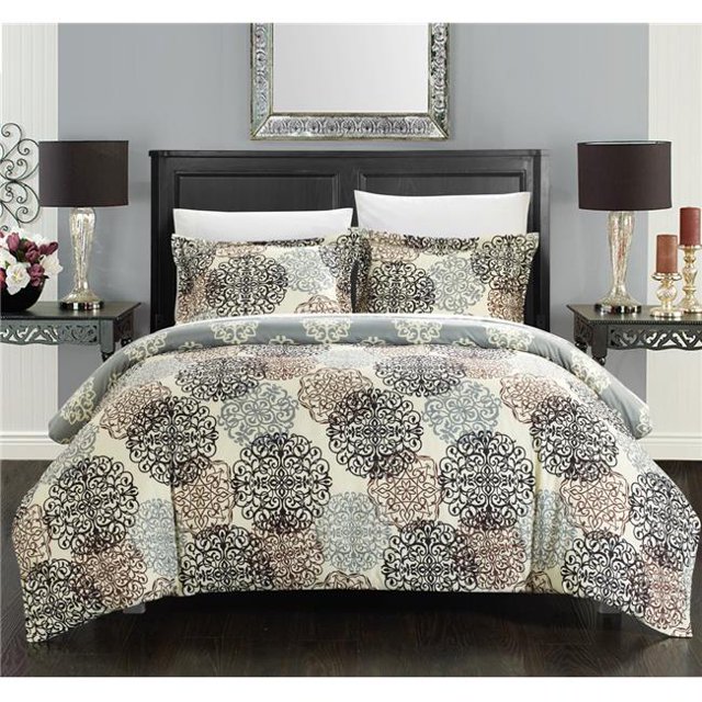 Chic Home DS3330-US Parfait Sonya Boho Inspiré Imprimé Réversible Très Grand Ensemble de Couette & 44; Beige - 3 Pièces