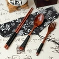thumbnail image 4 of Japanese Wooden Dining Utensil Set with Chopsticks Spoon Fork Elegant Tableware, 4 of 5