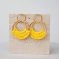 thumbnail image 5 of Raffia Hoop Earrings for Women Girls Fun Boho Summer Beach Earrings Lightweight Handmade Straw Wicker Rattan Dangle Earrings Statement Geometric Round Drop Earrings, 5 of 5
