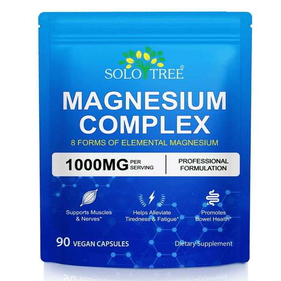 Magnesium Complex 1000mg, 8-in-1 Magnesium Blend, Vegan Capsules for Muscle & Nerve Support, Daily Wellness Supplement, 90 Count