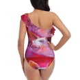 thumbnail image 5 of Easygdp Pink Pig Women's One Shoulder Ruffle Monokini Bathing Suits with Removable Chest Pad, Quick Drying - Large, 5 of 8