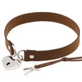 thumbnail image 1 of Collier Ras du Cou en Cuir Punk Premium en Cuir Végan et Collier avec Pendentif Élégant Marron, 1 of 4