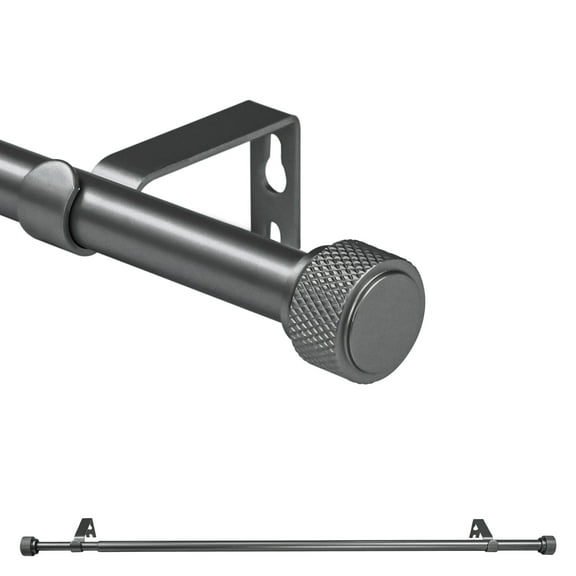 Ridicili 5/8 Inch Adjustable Single Drapery Curtain Rod Set with Rhombus Cylinder Finials, 28"-48", Gun Metal