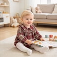 thumbnail image 3 of Gerichy Baby Girl Fall Outfits Long Sleeve Plaid Romper Infant Clothes One Piece Bubble Playsuit 0-18 Months, 3 of 5
