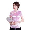 thumbnail image 5 of Yinreli Women Retro Qipao Tops Stand Collar Short Sleeve Floral Print Traditional Chinese Tops New Year Cheongsam Tops Women Clothes, 5 of 8