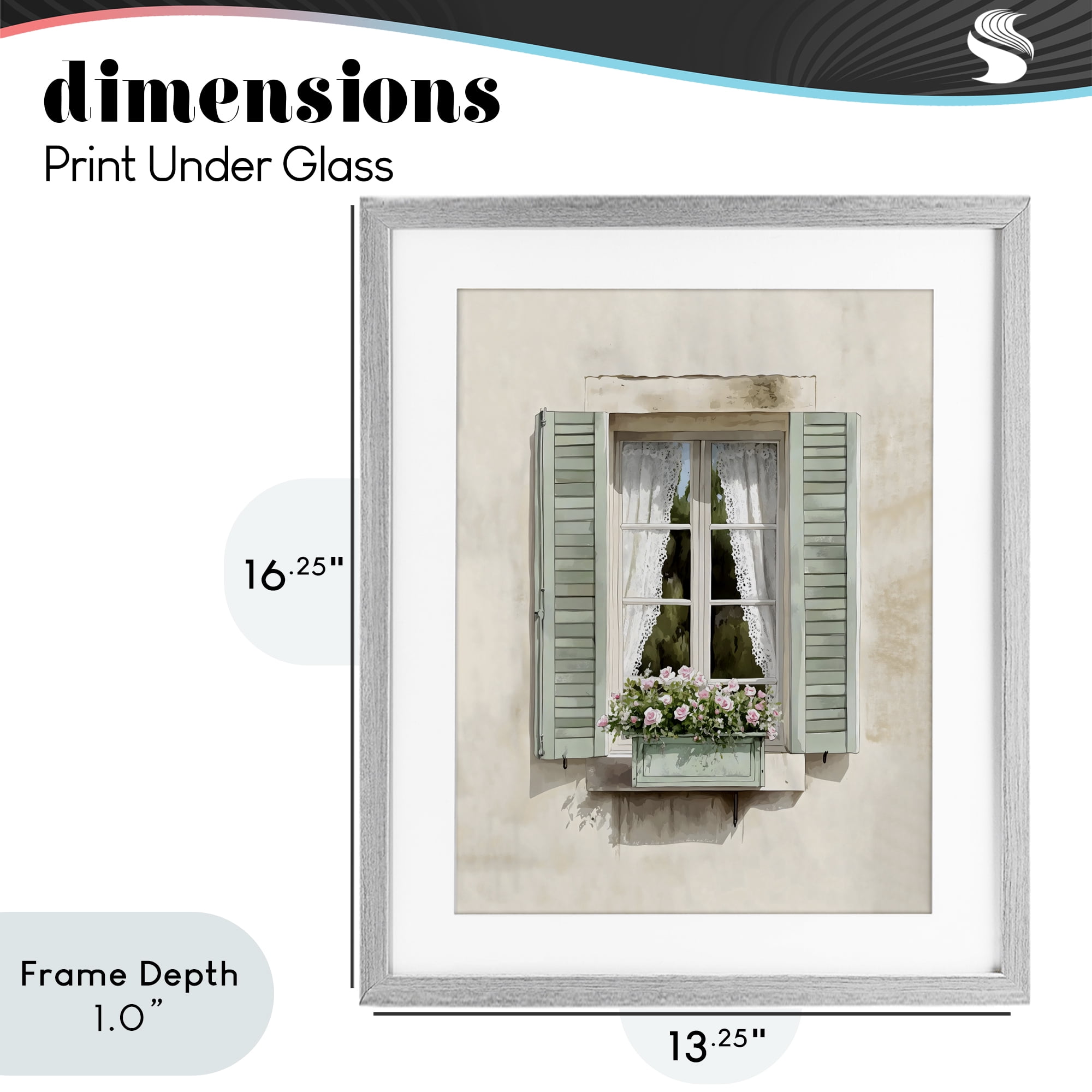 Stupell Industries French Cafe Window Curtains Gray Framed Print Under Glass, design by LSR Design Studio