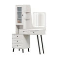 thumbnail image 2 of Vanity Desk with Mirror and Lights, 43" White Makeup Vanity with 5 Drawers, Makeup Table Set with Side Shelves, Space Saving Dresser Desk, Adjustable LED Vanity Dresser Set for Bedroom, 2 of 8
