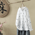 thumbnail image 1 of Camisa de lino y algodón con bordado negro artístico nueva primavera otoño 2021 Camisa blanca de manga larga para mujer, 1 of 4