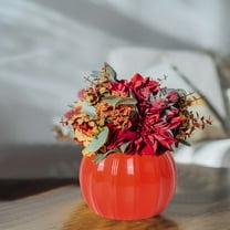 Diceymbol Pumpkin Shaped Flower Vase 5.12 Inch Plastic Decorative Holder for Halloween Fall Home Decor and Tabletop Displays