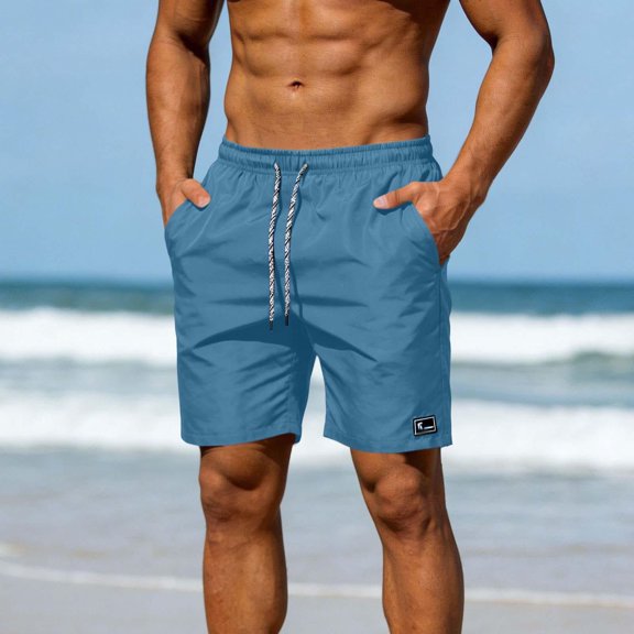 CIAKGIAF Men Shorts Elastic Waist Drawstring Solid Color Fashion with Pockets Sky Blue Workout Athletic Shorts,Size XXXXL