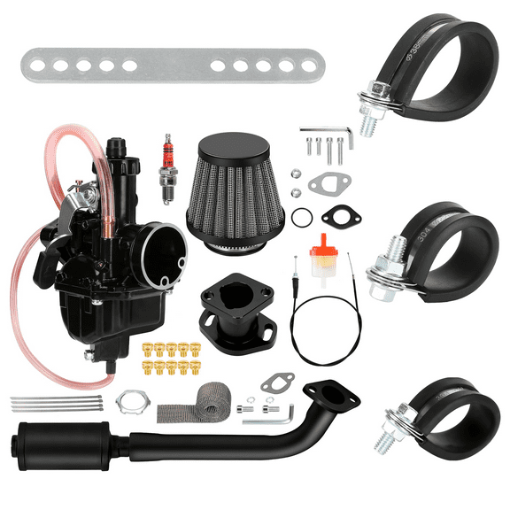 VM22 26mm Carburetor Exhaust Pipe Muffler Jet Kit for Predator 212cc 196cc 224cc 6.5HP Coleman CT200U BT200X Baja Warrior MB200 GX160 OHV Clone Engine Mini Bike KT196 Go Kart Performance Parts