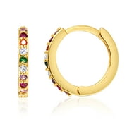 18k Gold Plated Colorful Cubic Zirconia Cuff Stud Earrings