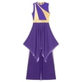 thumbnail image 4 of Haitryli Womens Praise Dance Outfit Asymmetric Hem Overlay Dress with Pants Worship Liturgical Purple 3XL, 4 of 8