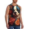 thumbnail image 2 of Bixox Men's Vintage Colorful Flower French Bulldog Printed Shirt Sleeveless Fitness Tank Top-3X-Large, 2 of 5