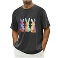 thumbnail image 5 of Tops for Men under $5 Short Sleeve Round Neck Easter Eggs Rabbit Print Shirt Gray L, 5 of 5