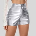 thumbnail image 2 of vigerkar Black Leather Shorts High Waist Sexy Legging Shorts Womens Casual Leather Shorts White, XL, 2 of 6