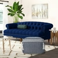 thumbnail image 4 of LR Home Small Tassels Geometric Indoor Square Pouf, Navy/Ivory, 18" x 18" x 14", 4 of 8