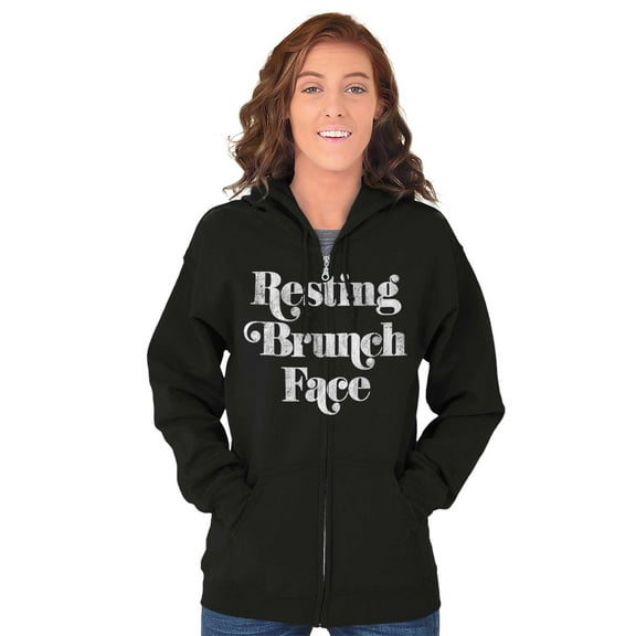 Resting Brunch Face Cute Funny RBF Womens Plus Size Graphic Zipper Hoodie Brisco Brands 2X