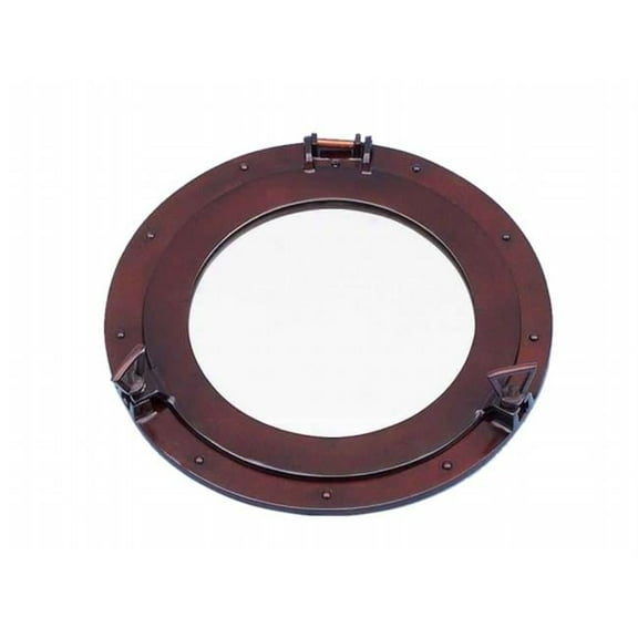 Handcrafted Model Ships MC-1966-17-AC Antique Copper Decorative Ship Porthole Mirror - 17 in.