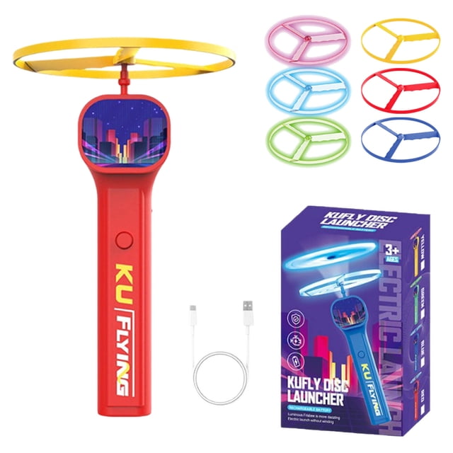 Klonfd | Cat | Cat Disc With 6 Flying | Rechargeable Glow In The Dark Discs For Interactive Trainin