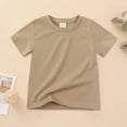 thumbnail image 2 of TOWED22 Boys Short Sleeve T-Shirt Kids Cotton Tops Summer Crewneck Shirts Basic Tees(Brown,2-3 Y), 2 of 8