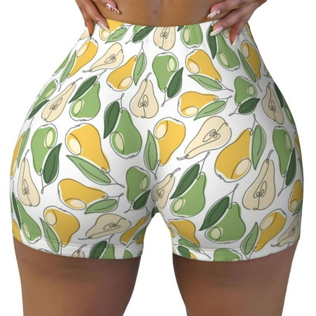Workout Shorts Women  Fruit Pears Biker Shorts for Women Running Gym Spandex Shorts Tummy Control