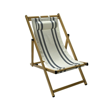 (2 pack) Mainstays Resort Sling Fabric Chair Beige & Blue Stripe