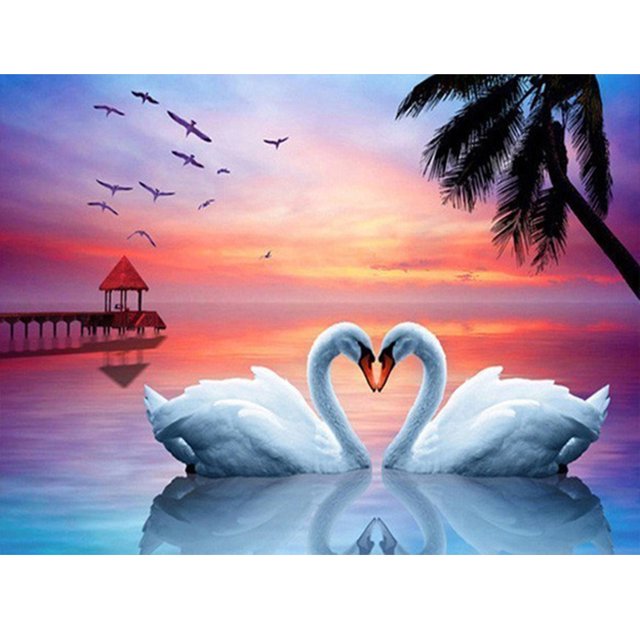 Cuadros Decorativos Cuadro de mosaico de taladro redondo completo de cisne animal DIY con pintura de diamante 5D (E1160) Ehuebsd Nuevos Originales