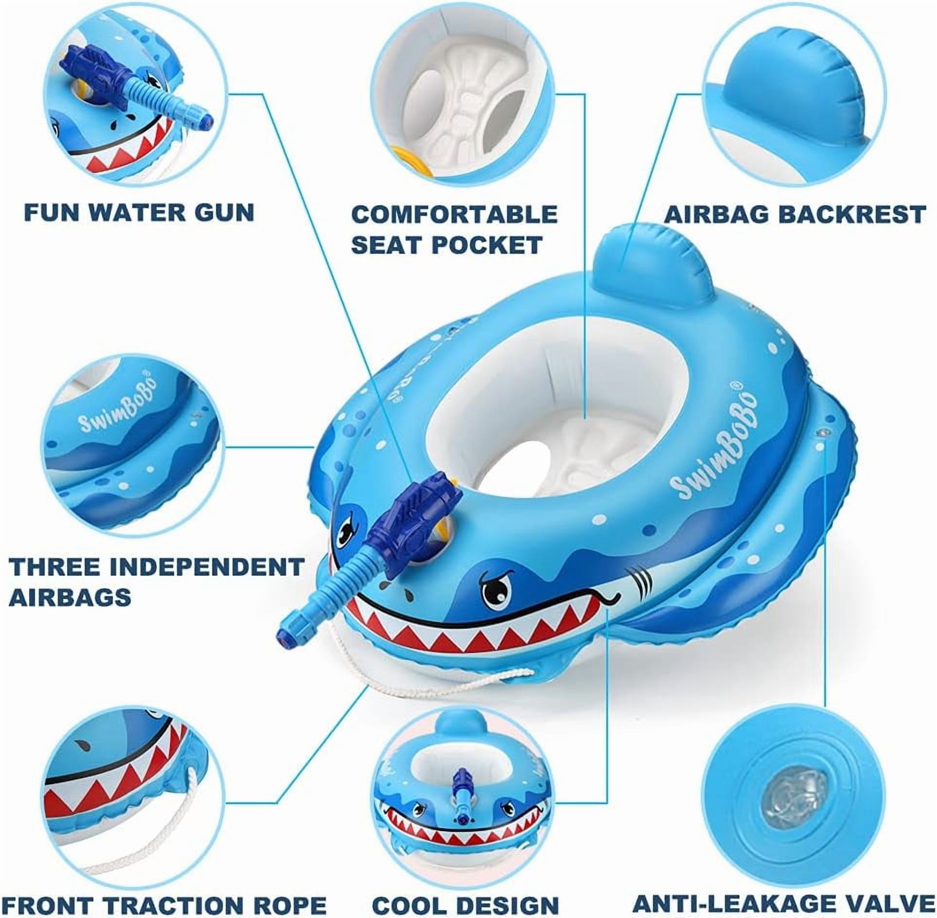 JoyStone Summer Inflatable Shark Pool Float for Kids with Built-in Squirt Blaster, Toddler Pool Float Kids Inflatable Swim Seat Boat Ship Pool Toys for Toddlers and Children