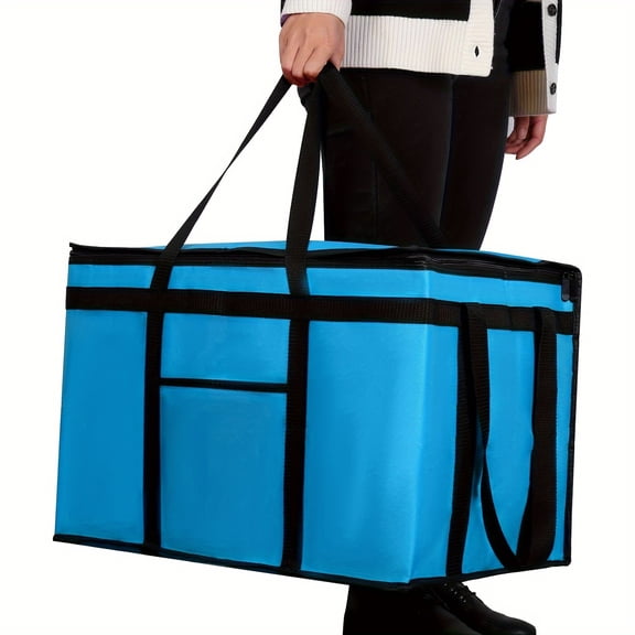 Blue Food Delivery Bag,1pc Insulated Food Delivery Bag for Pizza Delivery, Grocery- Cooler Bag, Food Warmers for Parties, Catering Supplies for Doordash, Thermal Bags for Cold And Hot Food Carrier