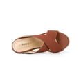 thumbnail image 4 of BLISSFUL STEP Women's Shoes Wedge Open Toe Crisscross Straps Linen Platform Sandals Brown 6, 4 of 7