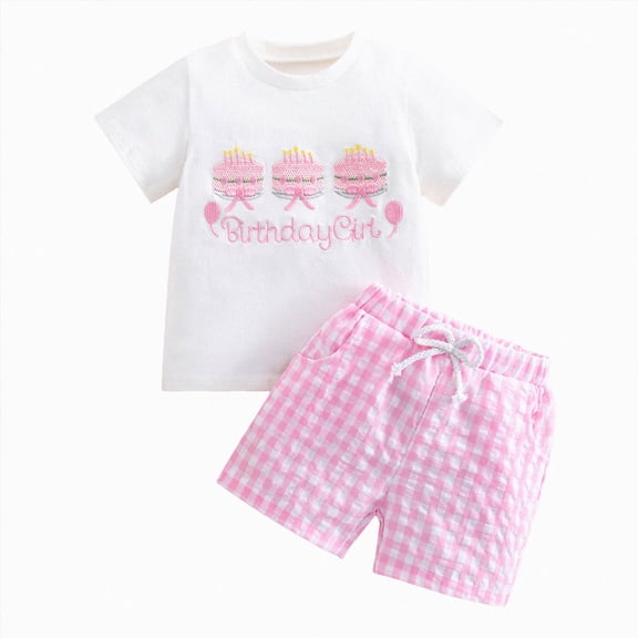 KPOPLK Infant Baby Girl Summer Clothes Set 9 12 18 24 Months 2T 3T 4T Flower Short Sleeve Round Neck Tops Elastic Waist Shorts Outfit(6-12 Months,Pink)