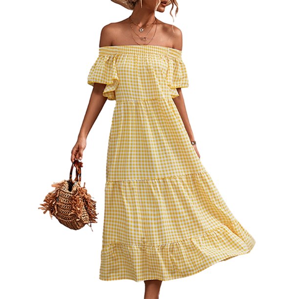 Frontwalk Ladies Hawaiian Tunic ALine Dresses Pleated Sexy Sundress
