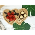thumbnail image 5 of YaoZQ Long Heart Shaped Snack Tray Bamboo Appetizer Plate Small Candy Nut Dish for Coffee Table Decoration Holiday Serving 10.6x5.7 inch, 5 of 8
