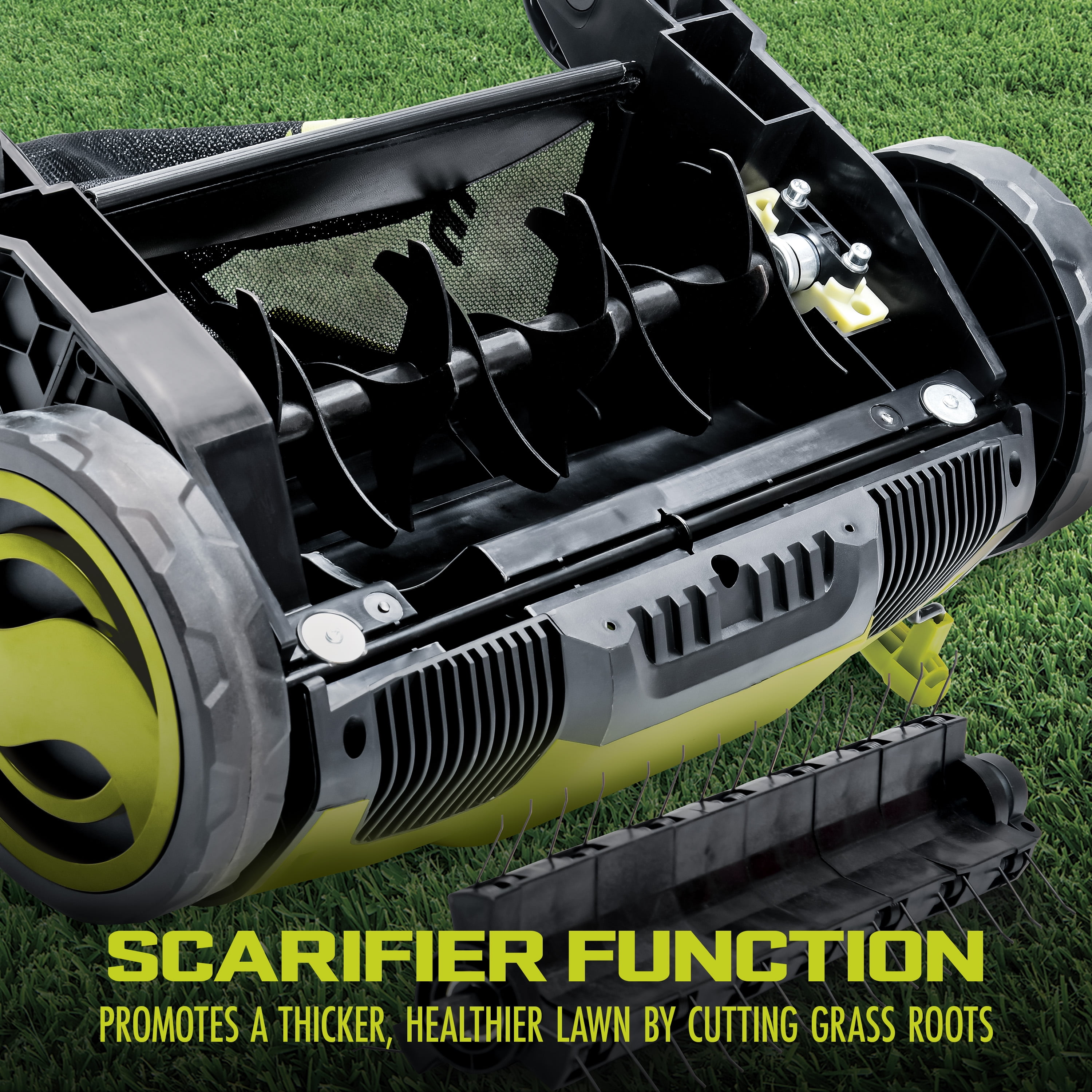 Sun Joe 12.6" Electric Push Lawn Dethatcher + Scarifier, 12 Amps, Adjustable Cutting Height