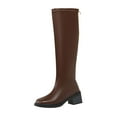 thumbnail image 2 of Roncen Knee High Boots Square Toe Chunky Block Heel Comfortable Low Heel Pull on Wide Calf Riding Long Boots for Women, 2 of 9