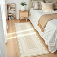 thumbnail image 2 of Garvee 2'x6' Modern Border Neutral Runner Rug Hallway Rug, Washable Rug with Non Slip Backing Soft Low Pile Indoor Rug for Bedroom Kitchen, Beige, 2 of 8